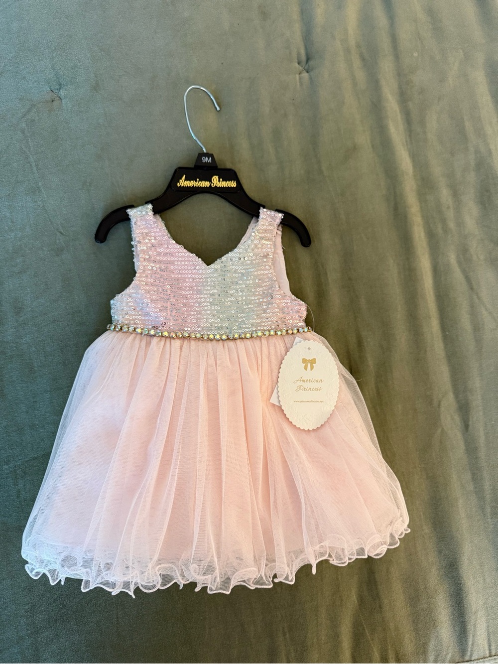 American Princess Light Pink Sequin Tulle Party Dress